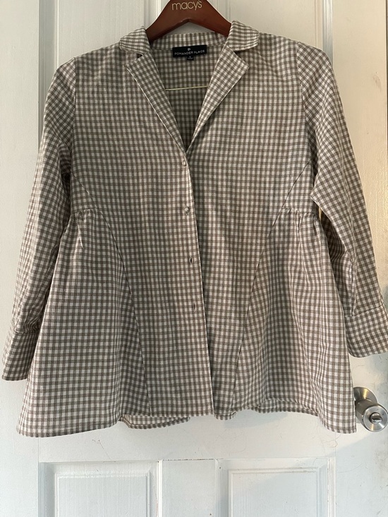 Pomander Place Tops - Pomander Place Tuckernuck Linen Gingham Button-Up Blazer Blouse